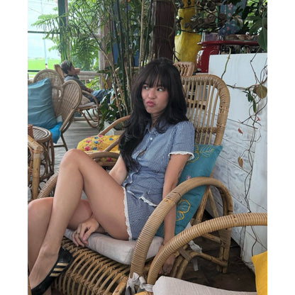 Mango79 Cropped Shirt and Mini Skirt with Lace Trim Set