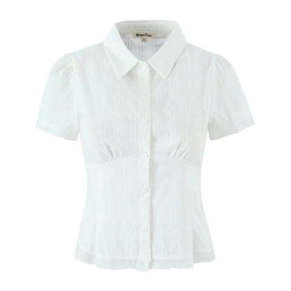 Mango79 Cropped Shirt and Mini Skirt with Lace Trim Set