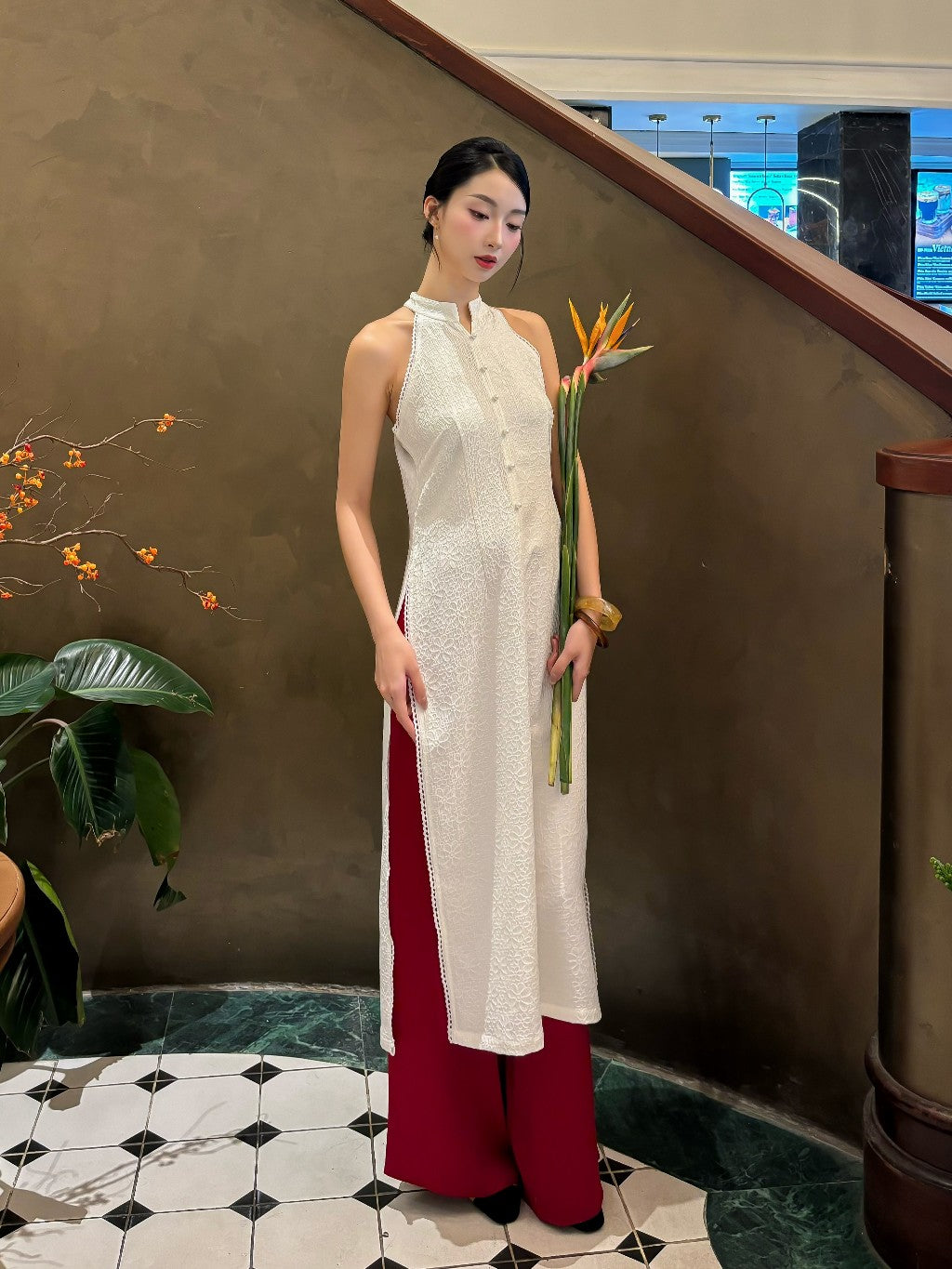 Mieufashionista Modern Halter Ao Dai Nha Van