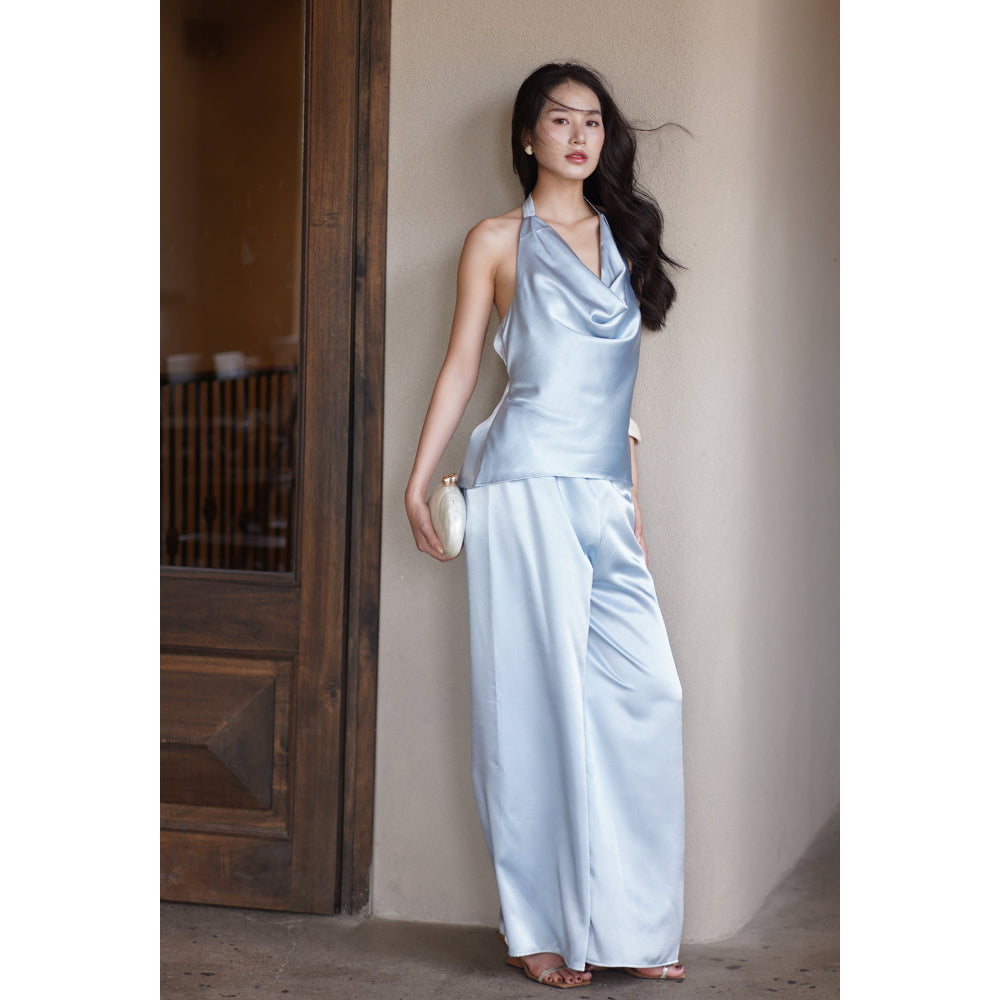 La Boutique Cowl Halter Silk Set
