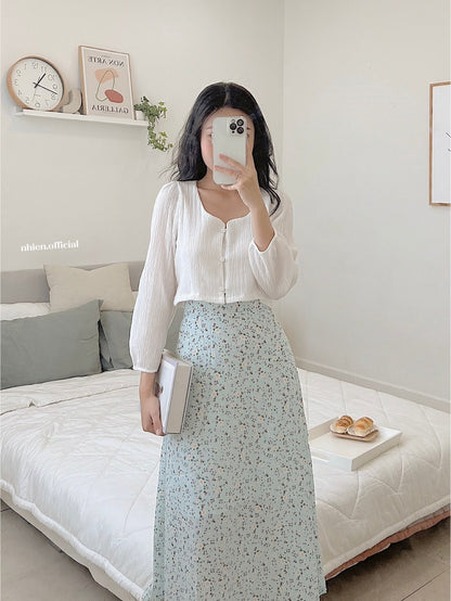 Nhien Vintage Floral Midi Skirt (Pre-order)