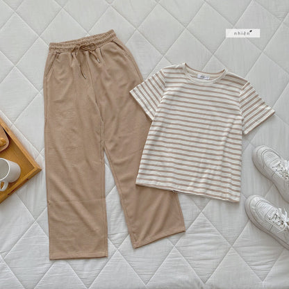 Nhien Vintage Elastic Waist Pants Bq74 (Pre-order)