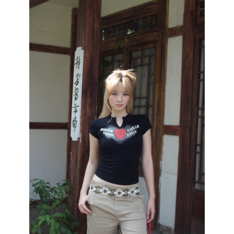 Mania Cutie Red Button Top
