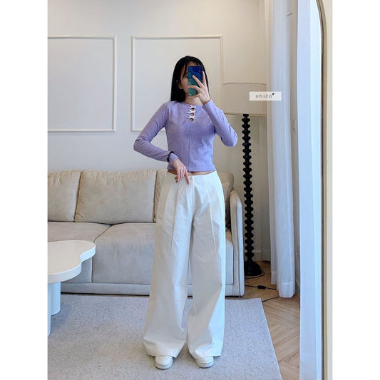 Nhien Vintage Wide-Leg Khaki Pants