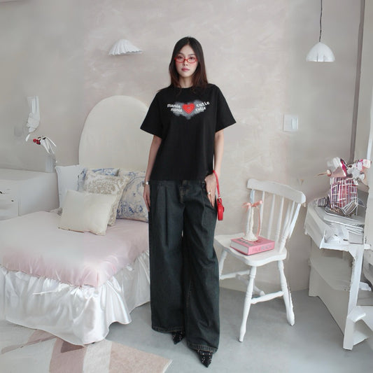 Mania Cutie Red Button Boxy Top