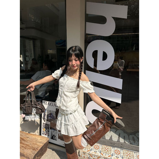 Nhien Vintage Hazel Off-Shoulder Embroidered Top