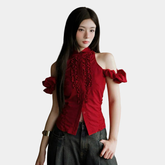 Mania Cutie Margaret Scarlet Top - Delivery in 48h