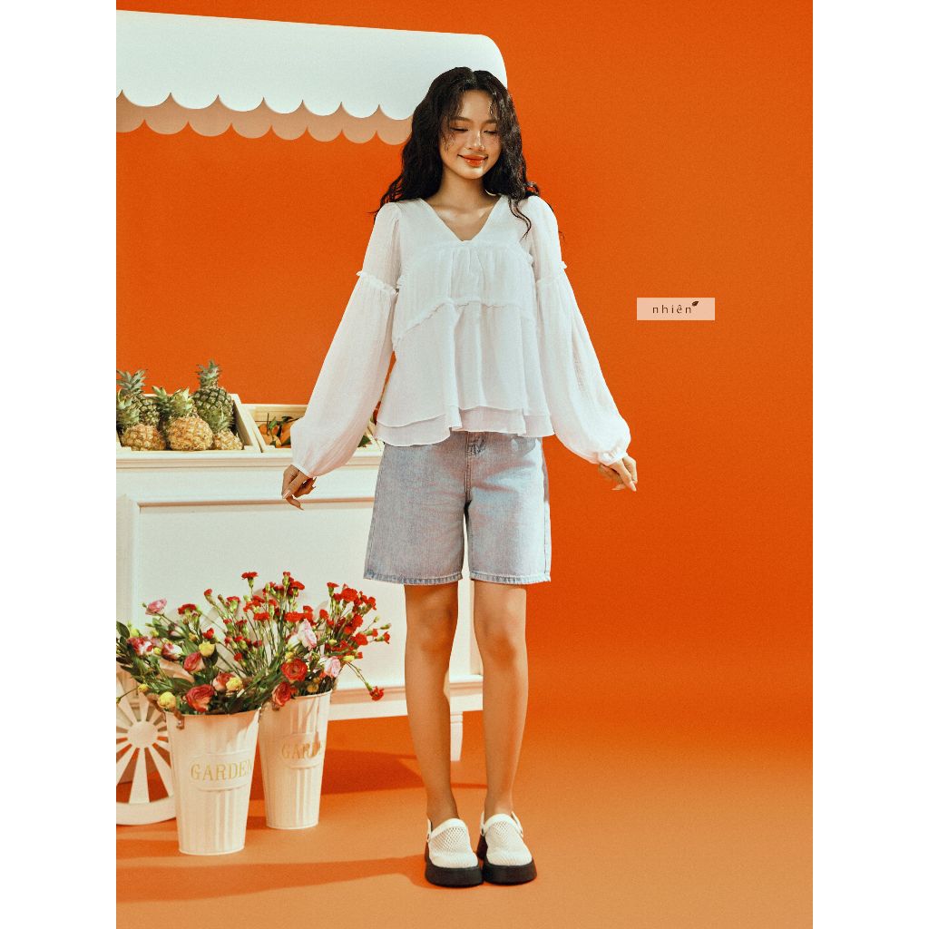 Nhien Vintage Flowy Blouse Top (Pre-order)
