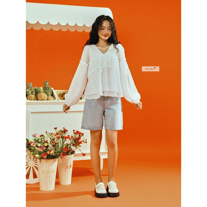 Nhien Vintage Flowy Blouse Top (Pre-order)