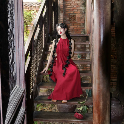 Mania Cutie Hong Xa Ao Dai Set