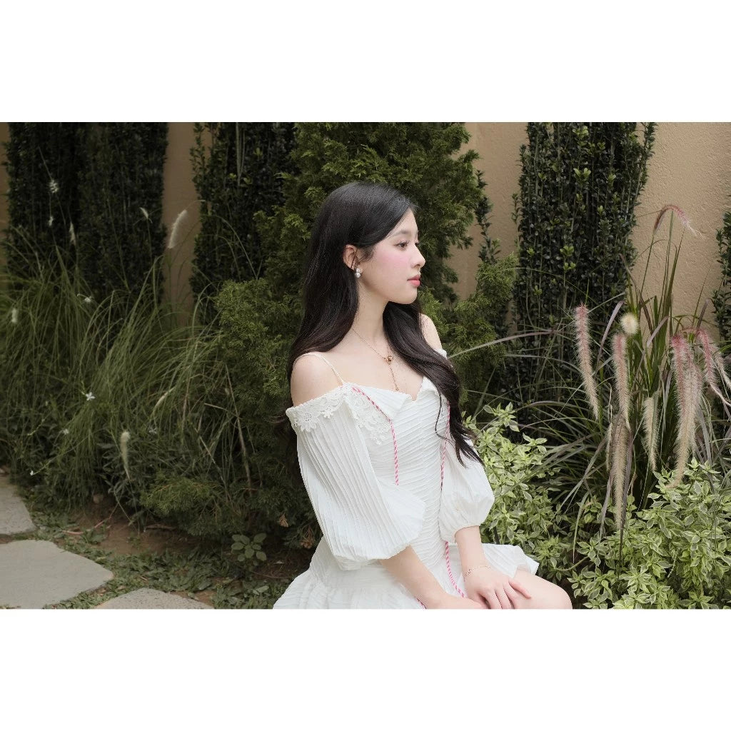 Aguja Belinda White Off-Shoulder Bubble Dress (Pre-order)