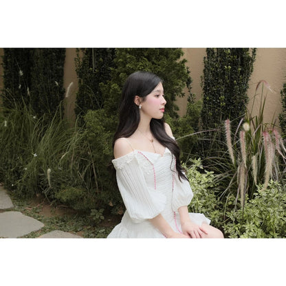 Aguja Belinda White Off-Shoulder Bubble Dress (Pre-order)