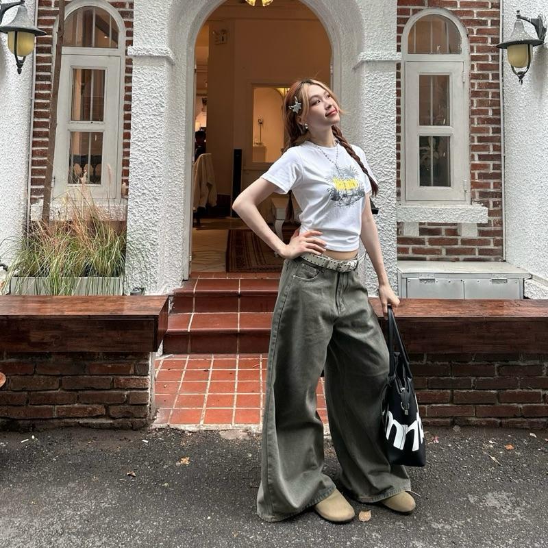 WHOSE Washed Wide-Leg Jeans