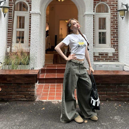 WHOSE Washed Wide-Leg Jeans