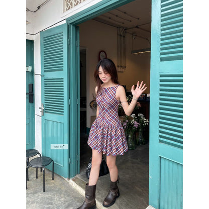Nhien Vintage Checkered Dress Bd62 (Pre-order)