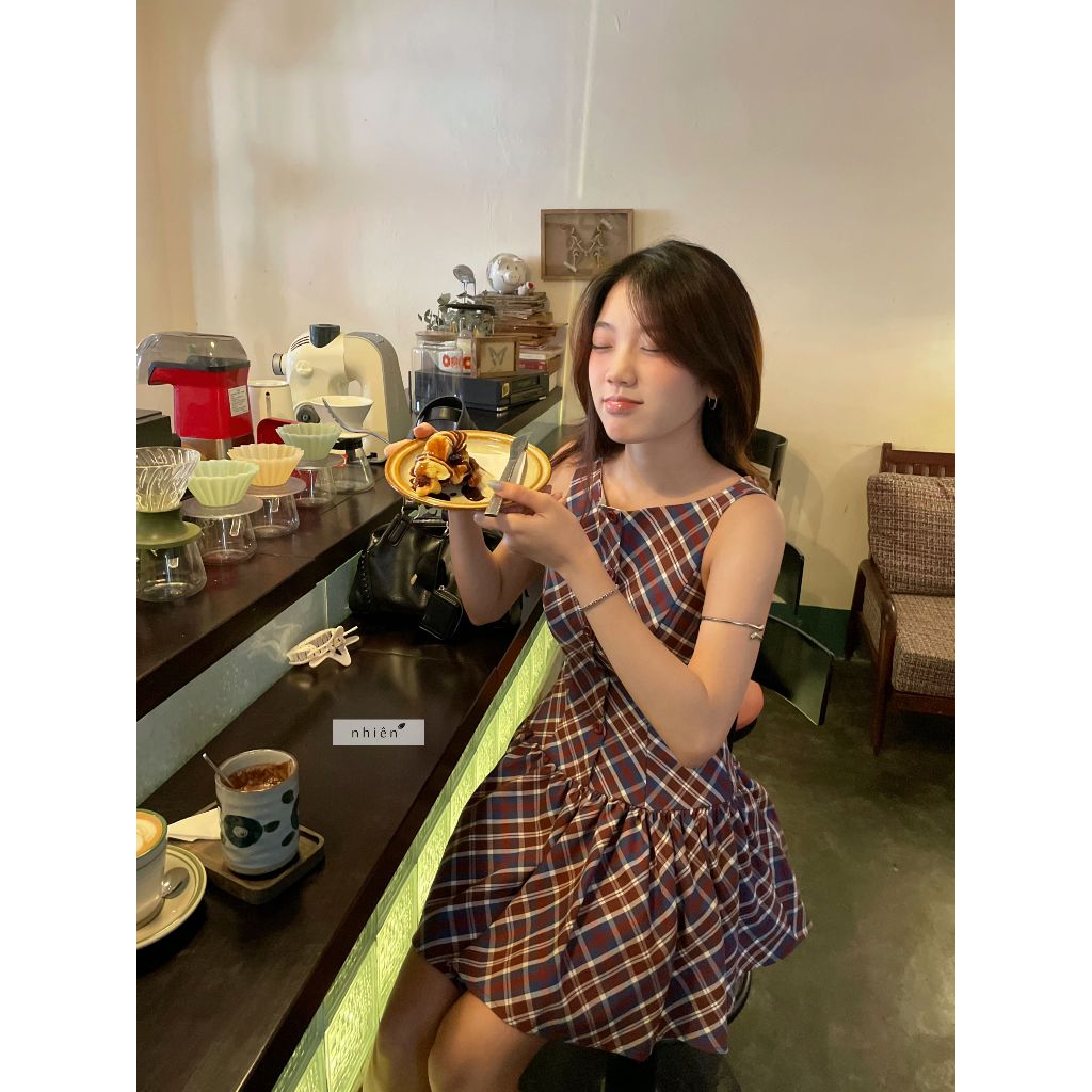 Nhien Vintage Checkered Dress Bd62 (Pre-order)