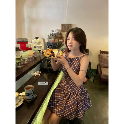 Nhien Vintage Checkered Dress Bd62 (Pre-order)