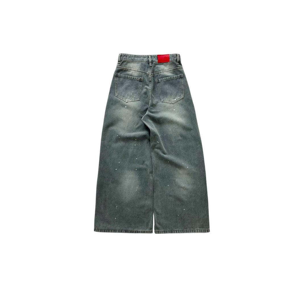 WHOSE Paint-Splatter Distressed Wide-Leg Jeans