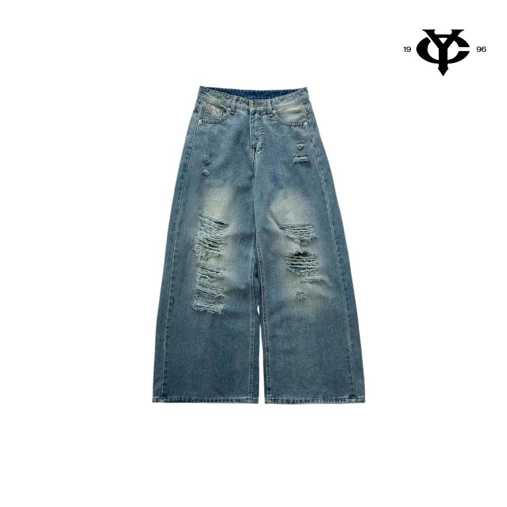 WHOSE Paint-Splatter Distressed Wide-Leg Jeans