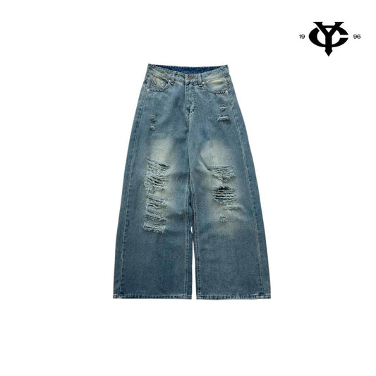 WHOSE Paint-Splatter Distressed Wide-Leg Jeans
