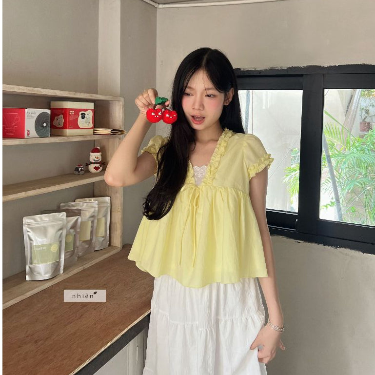 Nhien Vintage Drizzle Top (Pre-order)