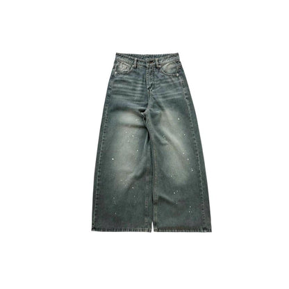 WHOSE Paint-Splatter Distressed Wide-Leg Jeans