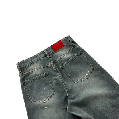 WHOSE Paint-Splatter Distressed Wide-Leg Jeans