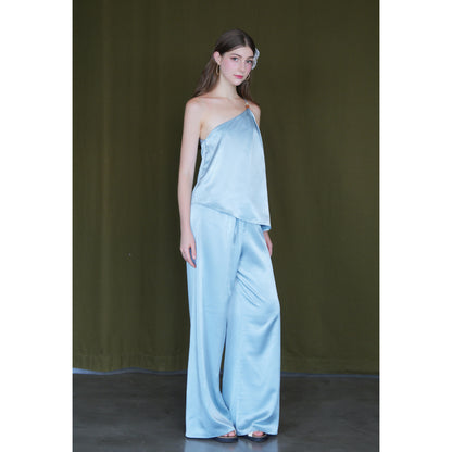 La Boutique Beaded Cross-Neck Silk Set