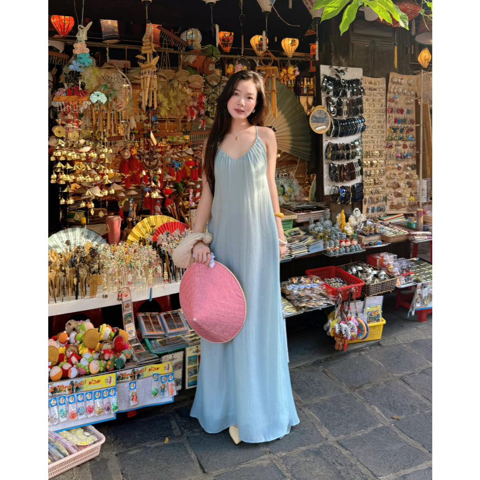 La Boutique V-Neck Textured Maxi Dress