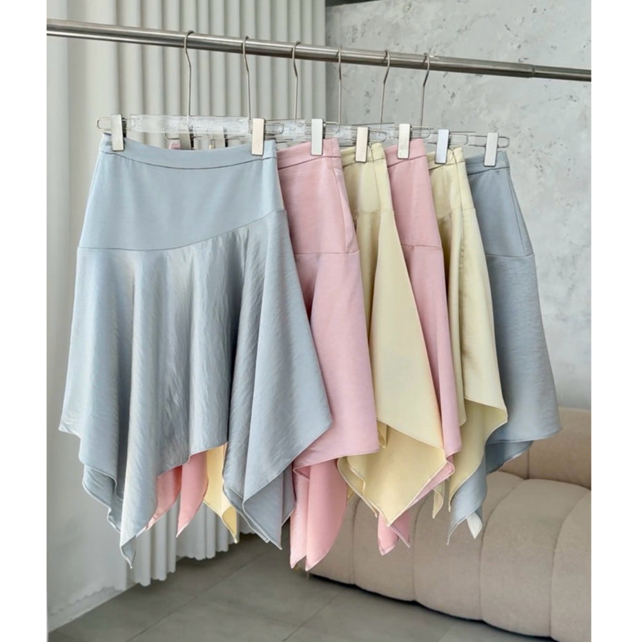 La Boutique Asymmetric Silk Midi Skirt