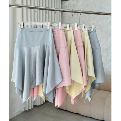 La Boutique Asymmetric Silk Midi Skirt