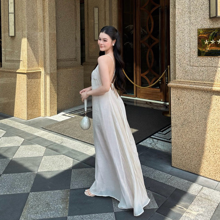 La Boutique V-Neck Textured Maxi Dress