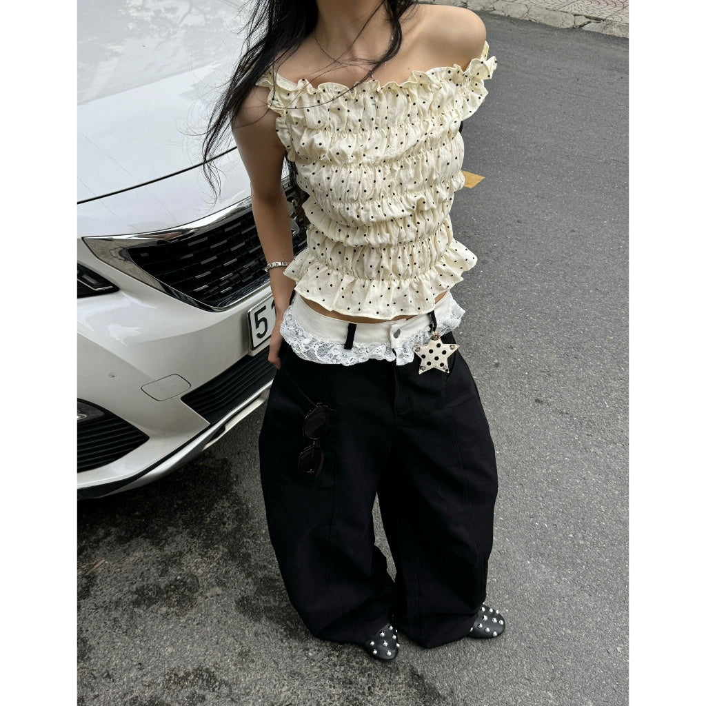 Kill System Polka Dot Ruched Top (Ready to ship)