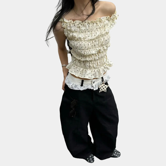 Kill System Polka Dot Ruched Top - Delivery in 48h