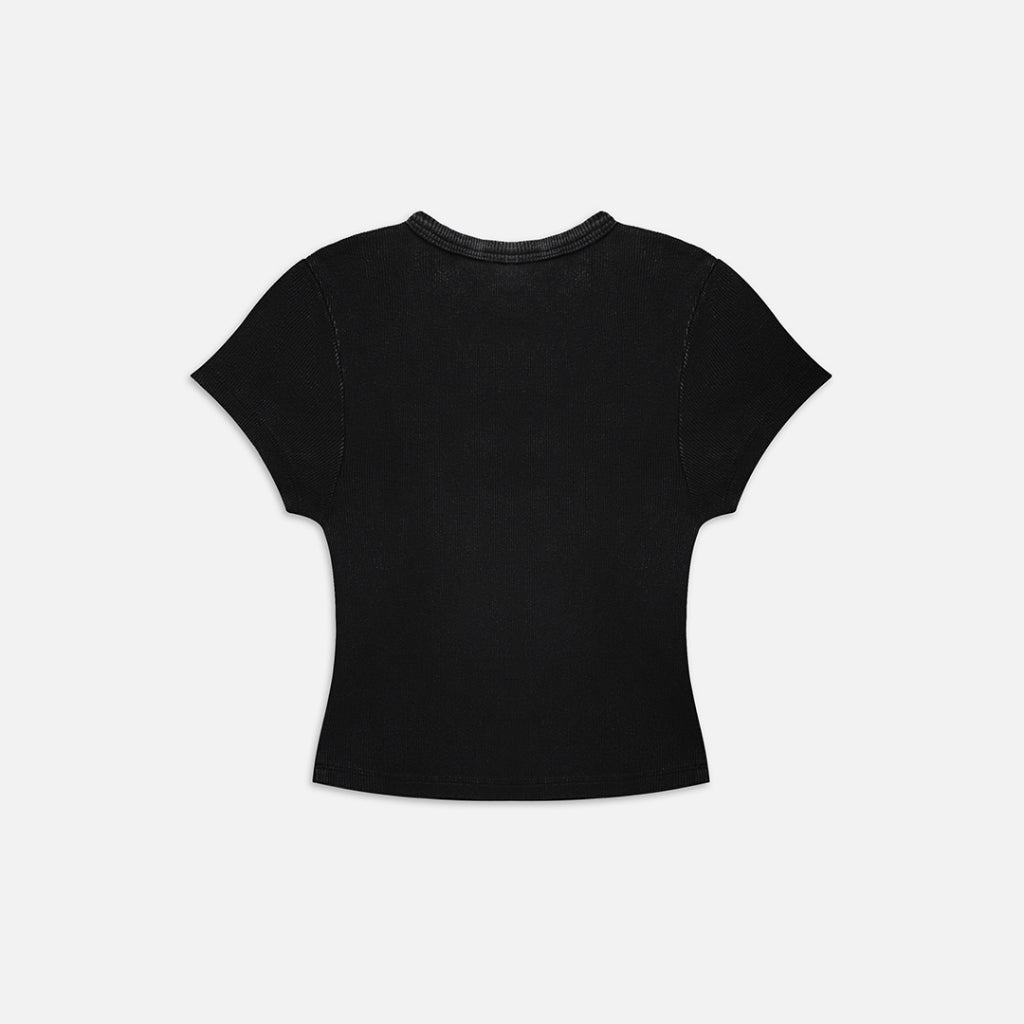 Now Saigon Washed Ribbed Cutout Baby Tee