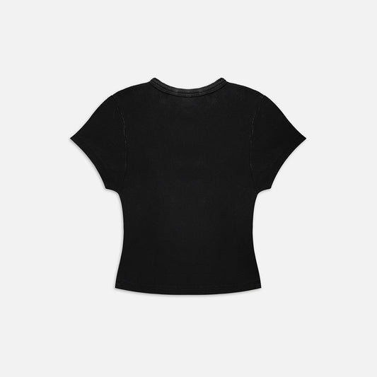 Now Saigon Washed Ribbed Cutout Baby Tee
