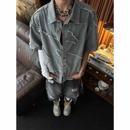 Now Saigon S/S Patch Denim Shirt