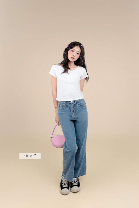 Nhien Vintage Square-Neck Tee Bt221