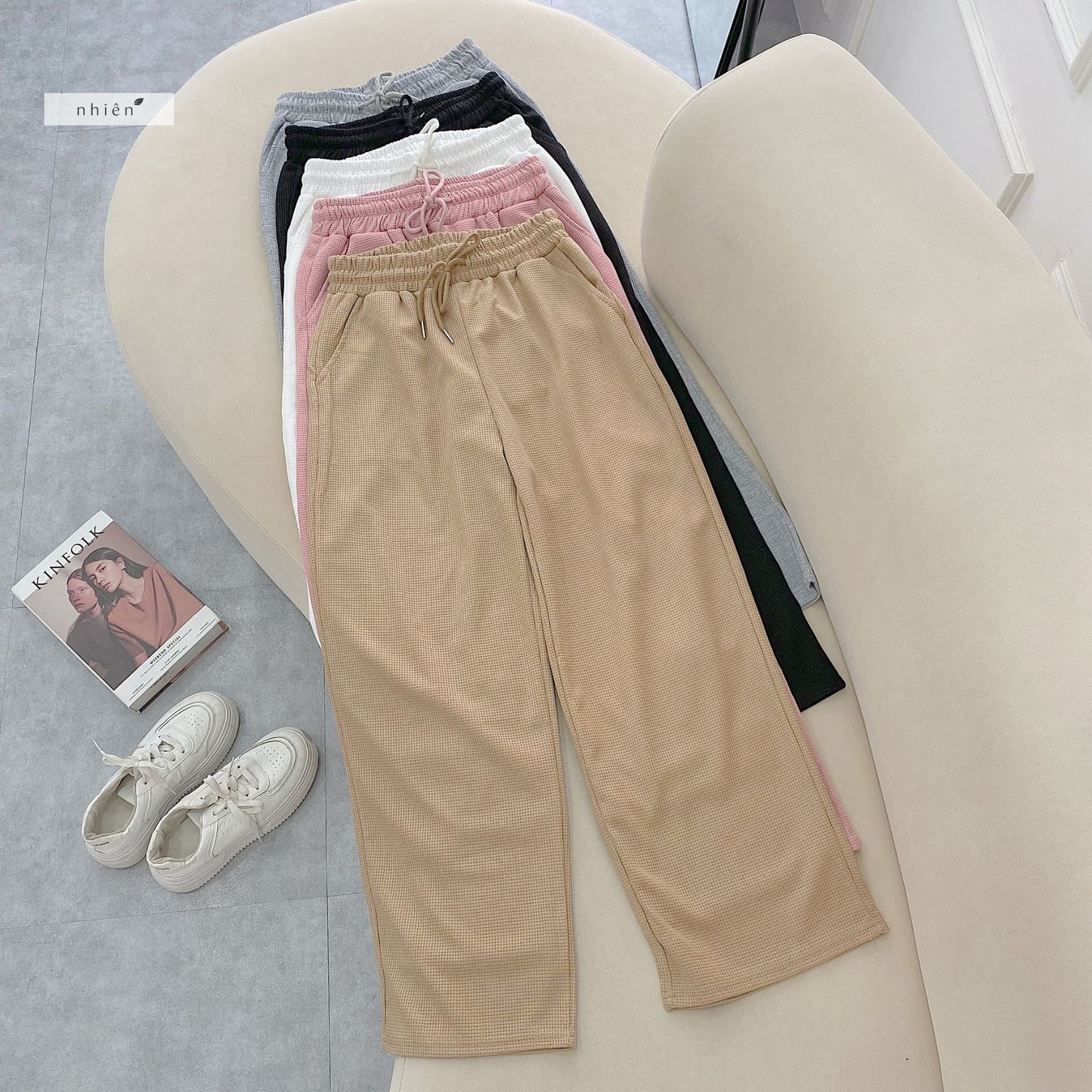 Nhien Vintage Elastic Waist Pants Bq74 (Pre-order)