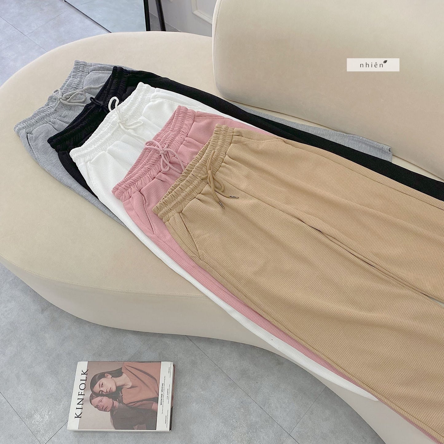 Nhien Vintage Elastic Waist Pants Bq74 (Pre-order)