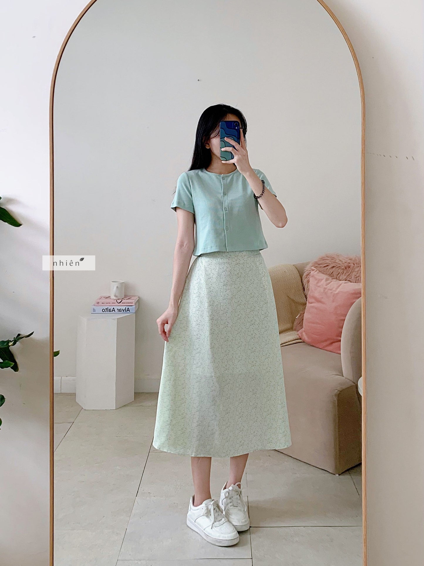 Nhien Vintage Floral Midi Skirt (Pre-order)