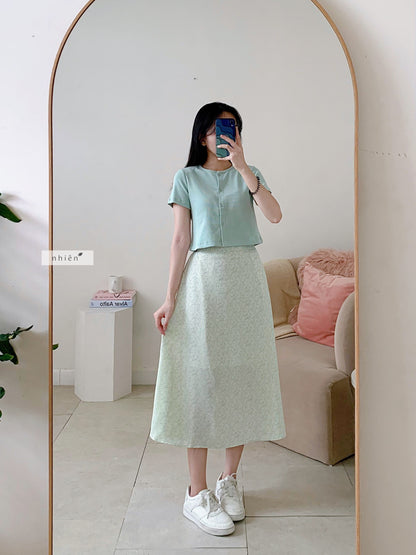Nhien Vintage Floral Midi Skirt (Pre-order)