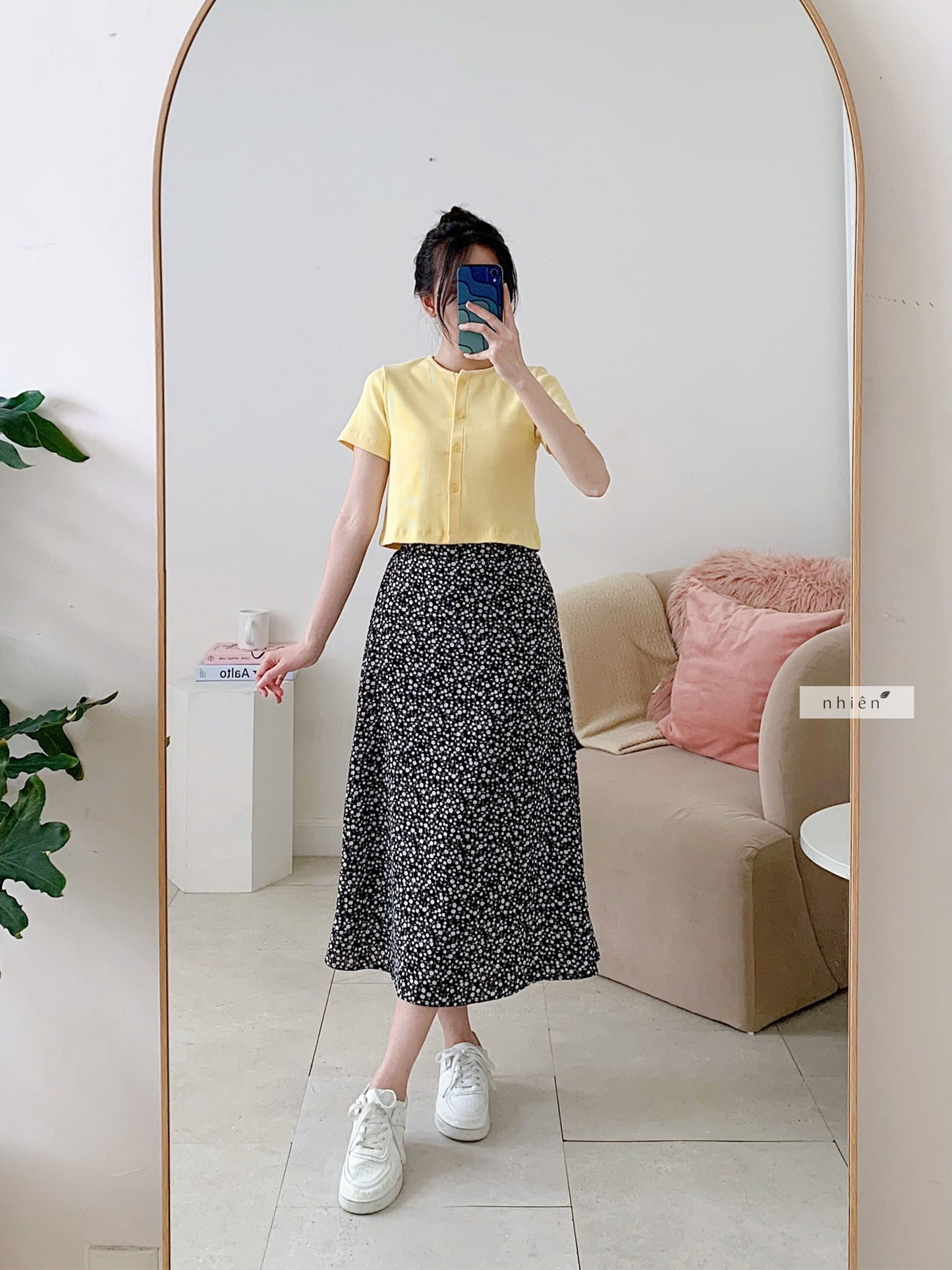 Nhien Vintage Floral Midi Skirt (Pre-order)