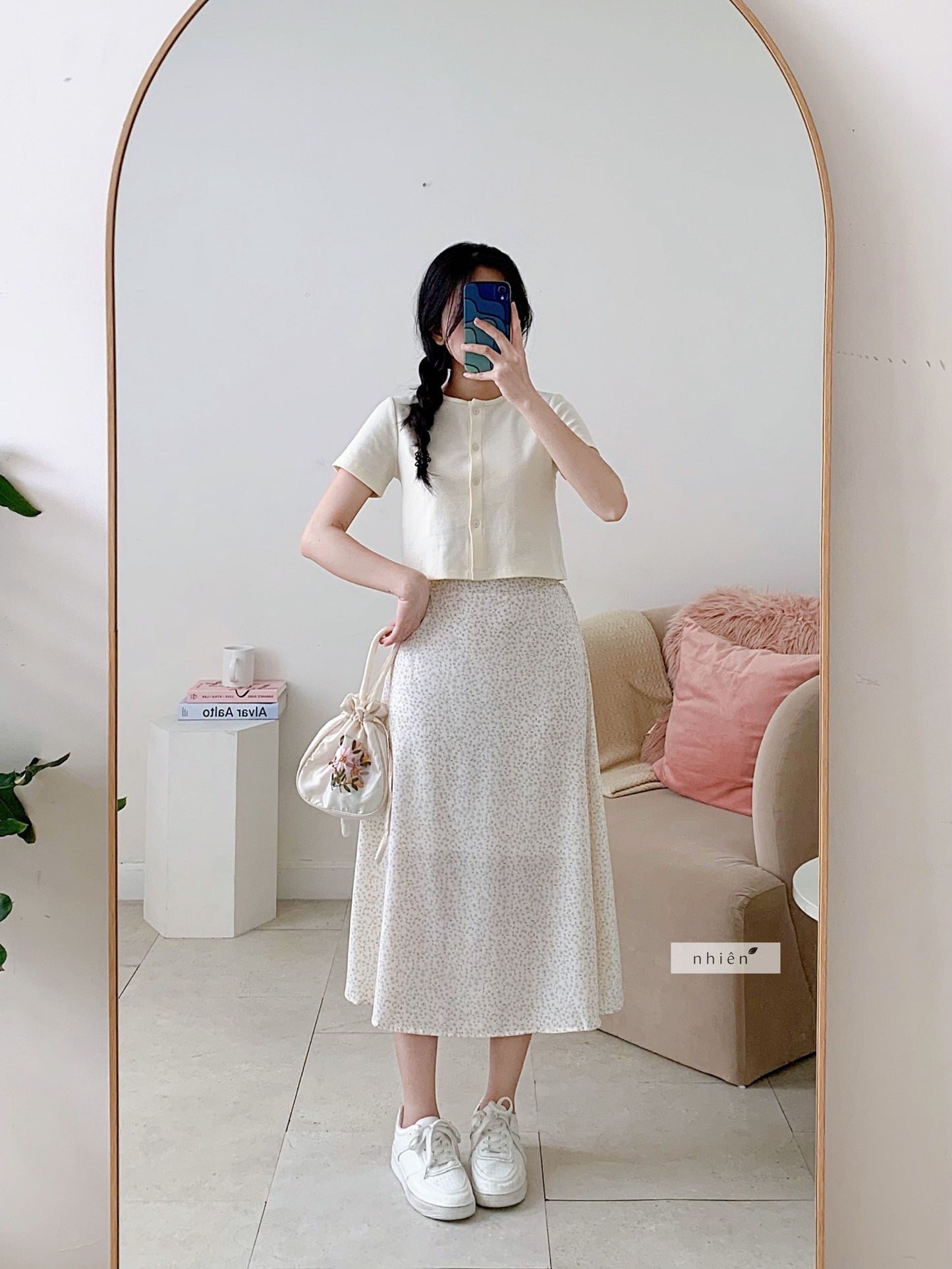 Nhien Vintage Floral Midi Skirt (Pre-order)