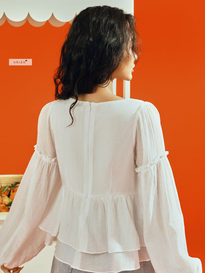 Nhien Vintage Flowy Blouse Top (Pre-order)