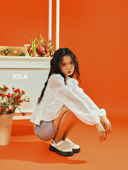 Nhien Vintage Flowy Blouse Top (Pre-order)