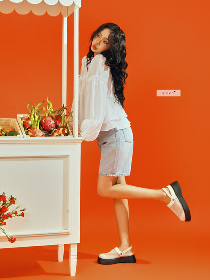 Nhien Vintage Flowy Blouse Top (Pre-order)