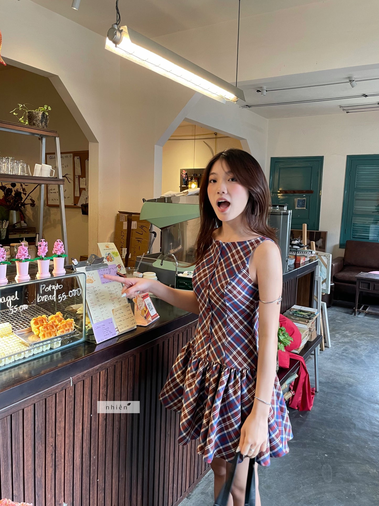 Nhien Vintage Checkered Dress Bd62 (Pre-order)