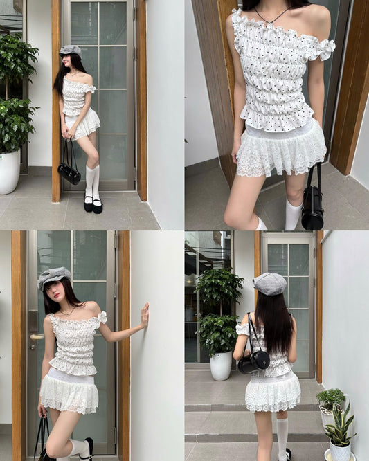 Kill System Polka Dot Ruched Top