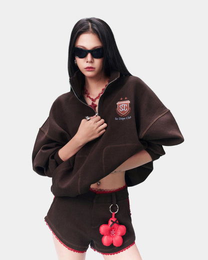 Sodope Club Quarter Zip Sweater - Brown